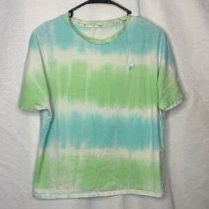 Black Martine Sitbon Paris Green Blue Tie Dye Tee Shirt Top
